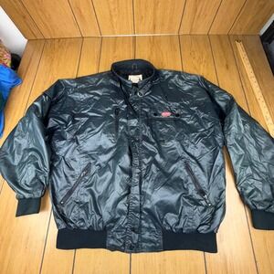 Peterbilt Bomber Jacket Black Nylon Men's XL Trucker Vintage Logo USA Made